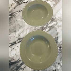 Gail Pittman Hospitality Collection Set of 2, Sage Rimmed Soup/Pasta/Salad Bowls